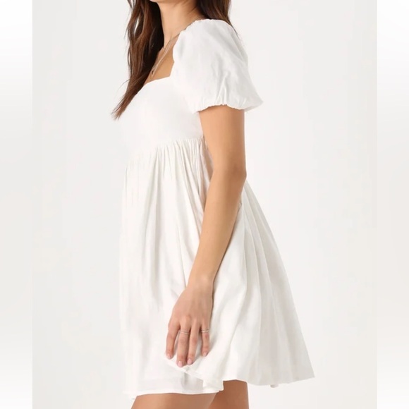 Lulus Uniquely Sweet Off White Puff Sleeve Babydoll Dress | Size S | NWT - Picture 9 of 14